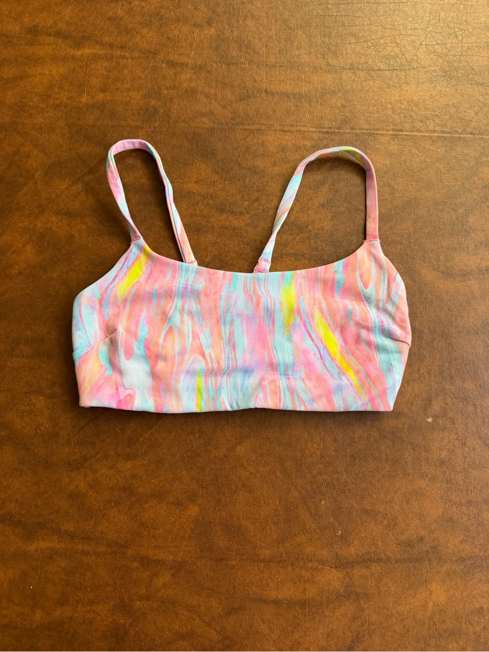 lululemon athletica Marble-Print Light Pink Sports Bra